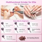 Electric Nail Drill Professional, Portable Nail File for Acrylic Gel Nails, Cordless Rechargeable Ultra Power Nail Drill Kit 40000RPM, HMC320 Salon-Grade Efile Nail Machine (Dark Grey) - Image 6