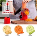 Cheese Grater Rotary, Rotary Grater for Kitchen, Kitchen Grater Vegetable Slicer with 3 Drum Blades, Fast Cutting Cheese Shredder for Vegetables and Nuts - Image 4
