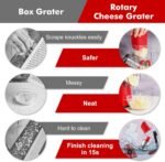 Cheese Grater Rotary, Rotary Grater for Kitchen, Kitchen Grater Vegetable Slicer with 3 Drum Blades, Fast Cutting Cheese Shredder for Vegetables and Nuts - Image 6