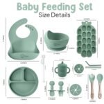 O'doe Baby Weaning Set – 15 Pcs Silicone Baby Feeding Set with Suction Plate, Bowl, Bib, Sippy Cup, Fruit Feeder & Freezer Tray – Baby Plates and Bowls Set for 3M+ | BPA-Free Baby Dishes & Utensils - Image 3
