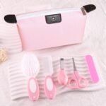 5-Piece Baby Grooming Kit with Multi-Use Storage Pouch - Infant Brush,Rounded Comb,Scissors,Nail Clippers & Emery Board -Essentials for Newborn Care & Travel Pink - Image 3