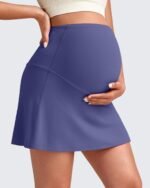 G4Free BareFeel Maternity Tennis Skirt with 2 Pockets Inner Shorts Over The Belly Stretchy Pregnancy Workout Skorts Golf - Image 3