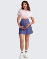G4Free BareFeel Maternity Tennis Skirt with 2 Pockets Inner Shorts Over The Belly Stretchy Pregnancy Workout Skorts Golf - Image 7