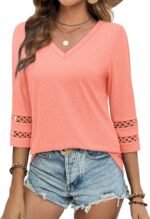 XIEERDUO 3/4 Length Sleeve Womens Tops Dressy Casual Blouses for Women 2025 Trendy V Neck T Shirts Summer Clothes - Image 4