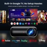Official Licensed Google TV Smart Projector, HAPPRUN 4K UHD Home Theater with Dolby Sound, Wi-Fi & Bluetooth, Built-in Streaming Apps, Compatible with Games Consoles & Smartphone, Indoor & Outdoor Use - Image 3
