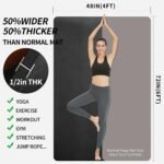 Hatha Yoga Large TPE Yoga Mat 6'x4'x1/2" Extra Thick Non-Slip Exercise Mat - for Yoga Pilates & Home Gym Workouts - Image 3