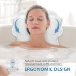SetSail Bath Pillow, Relaxing Bath Pillows for Tub Neck and Back Support Soft 4D Breathable Air Mesh Ergonomic Bathtub Pillow with 6 Strong Suction Cups and Hook Luxury Bathroom Accessories,White - Image 3