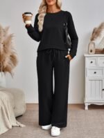 AUTOMET Womens Sweatsuits 2 Piece Sets Travel Outfits 2026 Fall Matching Lounge Set Oversized Sweatshirt Wide Leg Pants - Image 4