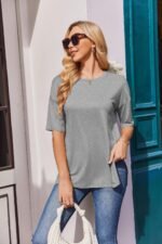 Ekouaer 4 Packs Women’s Maternity Shirts Short Sleeve Split Side Pregnancy Tee Tops Tunic Blouse Mama Clothes - Image 4