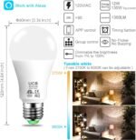 UCB Alexa Light Bulb 130W Equivalent, Smart Light Bulbs Warm White to Daylight Tunable, A19 E26 Bluetooth LED Bulbs Work with Alexa Only for Bedroom Kitchen Living Office No WiFi Required 4 Pack - Image 3