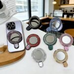 Finger Ring Stand Grip, Glitter Diamond Plating Ring Kickstand with Mirror for iPhone 17/16/15/14/13 Pro Max, Galaxy S25/ S24/S23/S22 Ultra,Ring Grip Holder for All Smartphone - Image 3
