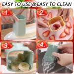 Tulobi 2-Piece Fruit Slicer Set, Stainless Steel, Mini Cup Slicer, Quick Salad Maker, Creative Kitchen Gadget (Navy Blue + Cyan) - Image 4