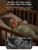 Outinput Baby Monitor with Camera and Audio, 2K 4MP Indoor Security Camera for Home, 360° PTZ, AI Crying & Feeding Alerts, Night Vision with Gentle Light, Soothing Lullabies, 2-Way Audio - Image 3