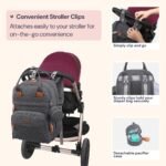 BabbleRoo Diaper Bag Backpack - Baby Essentials Travel Tote - Multi Function Water Resistant Diaper Bag, Travel Essentials Baby Bag with Changing Pad, Stroller Straps & Pacifier Case - Dark Gray - Image 4