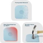 Pan Scraper, 5 Pcs Pot Scraper Plastic, Pot Scraper Non Scratch for Cast Iron, Pot and Pan Cleaning, Sturdy Scraper Kitchen Tool-Aqua - Image 6