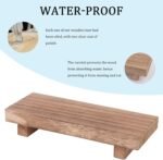 zoocatia Small Wood Tray Pedestal Stand Farmhouse Bathroom Decor Decorative Wooden Riser Kitchen Soap Dish Holder for Vanity, Counter, Sink, Brown - Image 4