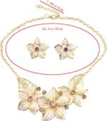 Zittop Fashion Women Crystal Flower Statement Gold Plated Necklace Earrings Jewelry Set - Image 4