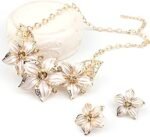 Zittop Fashion Women Crystal Flower Statement Gold Plated Necklace Earrings Jewelry Set - Image 5