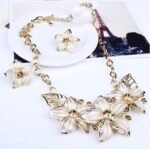 Zittop Fashion Women Crystal Flower Statement Gold Plated Necklace Earrings Jewelry Set - Image 7