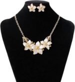 Zittop Fashion Women Crystal Flower Statement Gold Plated Necklace Earrings Jewelry Set - Image 8
