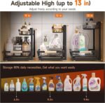 2 Packs Under Sink Organizer, Height Adjustable 2 Tier Under Kitchen Sink Organizer, Multi-Purpose Storage Shelf for Kitchen Bathroom Cabinet (Black, Large) - Image 3