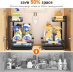 2 Packs Under Sink Organizer, Height Adjustable 2 Tier Under Kitchen Sink Organizer, Multi-Purpose Storage Shelf for Kitchen Bathroom Cabinet (Black, Large) - Image 4