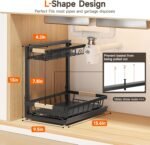 2 Packs Under Sink Organizer, Height Adjustable 2 Tier Under Kitchen Sink Organizer, Multi-Purpose Storage Shelf for Kitchen Bathroom Cabinet (Black, Large) - Image 5