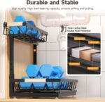 2 Packs Under Sink Organizer, Height Adjustable 2 Tier Under Kitchen Sink Organizer, Multi-Purpose Storage Shelf for Kitchen Bathroom Cabinet (Black, Large) - Image 6