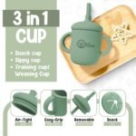 O'doe 11-Piece BPA-Free Silicone Baby Feeding Set | Thick & Soft Suction Plates, Baby Bowls, Wooden Fork & Spoon, and More | Make Mealtime Fun and Easy for Your Little One (Green, V1) - Image 5