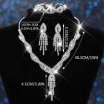 Unicra Silver Rhinestone Necklace Earrings Set Bridal Wedding Jewelry Sets Prom Costume Jewelry for Women and Brides - Image 3