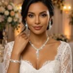 Unicra Silver Rhinestone Necklace Earrings Set Bridal Wedding Jewelry Sets Prom Costume Jewelry for Women and Brides - Image 4