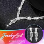 Unicra Silver Rhinestone Necklace Earrings Set Bridal Wedding Jewelry Sets Prom Costume Jewelry for Women and Brides - Image 6