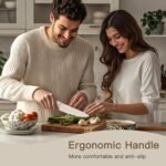 Astercook Knife Set, 13 Pieces Kitchen Knives Set with Healthy Anti-Rust Coating, Dishwasher Safe, Stainless Steel Chef Knife Sets with 6 Blade Guards, Perfect Valentine's Day Gifts for Kitchen - Image 5