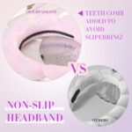 BESTOOL Skin Care Headband for Washing Face,Non-slip Face Wash Headband Sponge Terry Towel Cloth Fabric Bubble Makeup Skincare Headbands for Women Makeup Removal Spa Shower Hair Accessories(Pink) - Image 3