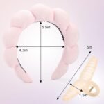 BESTOOL Skin Care Headband for Washing Face,Non-slip Face Wash Headband Sponge Terry Towel Cloth Fabric Bubble Makeup Skincare Headbands for Women Makeup Removal Spa Shower Hair Accessories(Pink) - Image 5