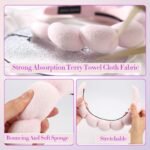 BESTOOL Skin Care Headband for Washing Face,Non-slip Face Wash Headband Sponge Terry Towel Cloth Fabric Bubble Makeup Skincare Headbands for Women Makeup Removal Spa Shower Hair Accessories(Pink) - Image 6