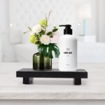 Small Bathroom Counter Organizer Tray Decorative Wood Display Pedestal Stand Kitchen Counter Soap Tray Wooden Risers for Bathroom Sink Accessories Vanity Black Bathroom Decor Dish Soap Holder - Image 4