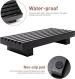 Small Bathroom Counter Organizer Tray Decorative Wood Display Pedestal Stand Kitchen Counter Soap Tray Wooden Risers for Bathroom Sink Accessories Vanity Black Bathroom Decor Dish Soap Holder - Image 5