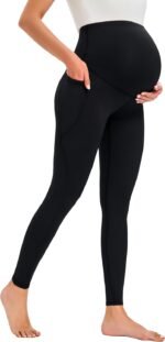 JOYSPELS Smooth Feeling Maternity Leggings Over The Belly with Pockets Workout Pregnancy Pants - Image 3