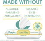 Pampers Sensitive Baby Wipes, Water Based, Hypoallergenic and Unscented, 8 Flip-Top Packs, 4 Refill Packs (1008 Wipes Total) - Image 6
