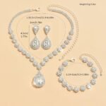 Jewelry Set for Women Silver Jewelry Set for Brides Bridesmaid Rhinestone Choker Necklace Earrings Bracelet Set for Wedding Prom Parties and Fomal Events - Image 5