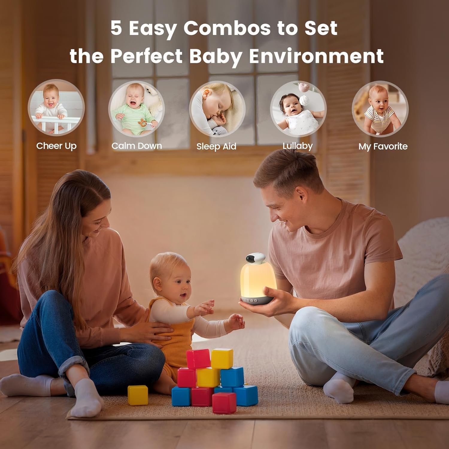 Glocusent Smart WiFi Baby Monitor, 1080p Secure Wide Angel Video Baby Monitor - Portable Sound Machine with 62 Music Tracks and 24-Color Night Light, Baby Cry Detection for Toddler Kids Bedroom - Image 4