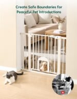 Babelio Baby Gate with Adjustable Cat Door,29-43" Auto Close Durable Pet door for Stairs,Doorways and House,Pressure Mounted,Easy Install,Effortless Walk Thru,White - Image 4