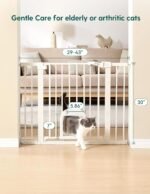 Babelio Baby Gate with Adjustable Cat Door,29-43" Auto Close Durable Pet door for Stairs,Doorways and House,Pressure Mounted,Easy Install,Effortless Walk Thru,White - Image 5
