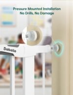 Babelio Baby Gate with Adjustable Cat Door,29-43" Auto Close Durable Pet door for Stairs,Doorways and House,Pressure Mounted,Easy Install,Effortless Walk Thru,White - Image 6