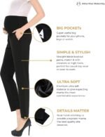Maternity Pants Work Over The Belly with Pockets, Womens Pregnancy Dress Pants Office Clothes Trousers Stretch Summer - Image 4