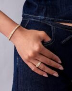 PAVOI 14K Gold Plated Tennis Bracelets for Women - Bezel Set Cubic Zirconia Bracelet - Simulated Diamonds Round, Trillion, Trinity, Radiant, Pear, Valentines Day Heart Cut Stones Wedding Jewelry Gifts for Brides - Image 4