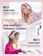iClever HS19 Kids Headphones with Microphone for School, Safe Volume Limited, Over-Ear Girls Boys Headphones for Kids with Shareport, Foldable Wired for iPad/Travel (Pink) - Image 3