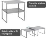 MOOACE Kitchen Cabinet Organizers - Set of 4, Stackable Expandable Kitchen Shelf Spice Rack Organizer, Silver - Image 3