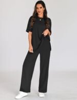 Totatuit Two Piece Sets For Women Summer Travel Vacation Airport Outfits Short Sleeve Oversized Loungewear Sets - Image 4